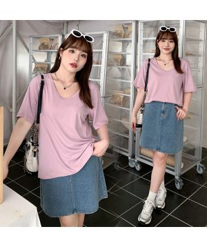 V-neck slim short-sleeved T-shirt  3239