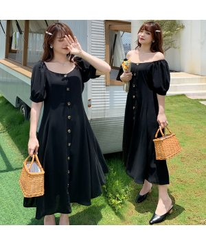Đầm liền thân dáng dài cổ vuông tay ngắn 2390