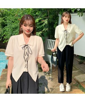  Áo polo dây buộc đen 3059